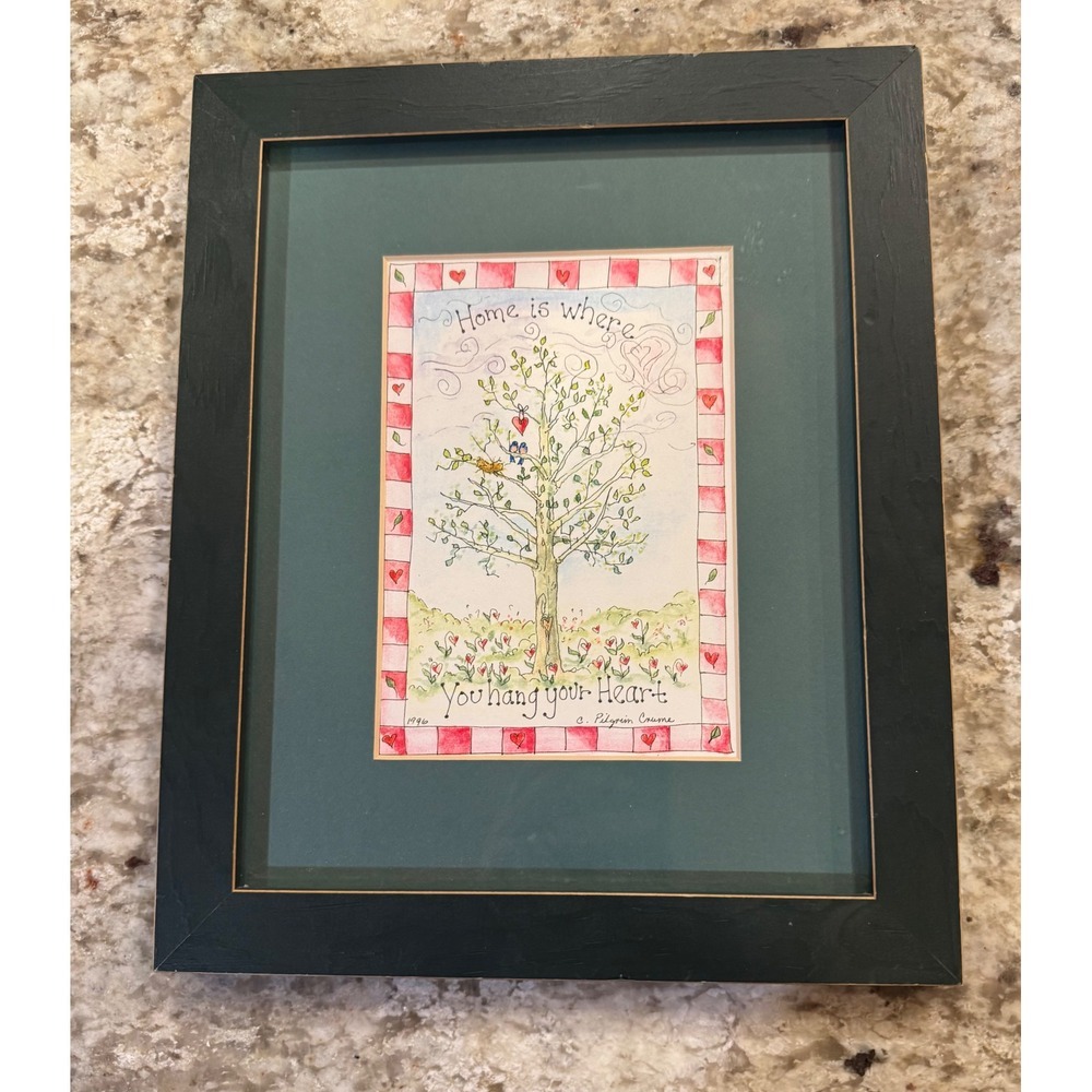 Cathy Pilgrim Crume Wit's Watercolor Art Home is Where You Hang Heart framed Art